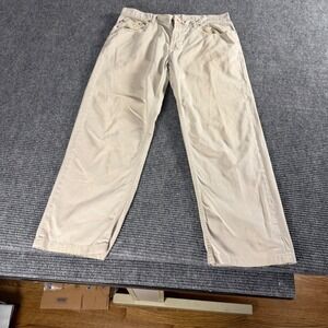 Faconnable Jeans Mens Khaki Cotton Twill Pants Tan Straight Leg Size 36R